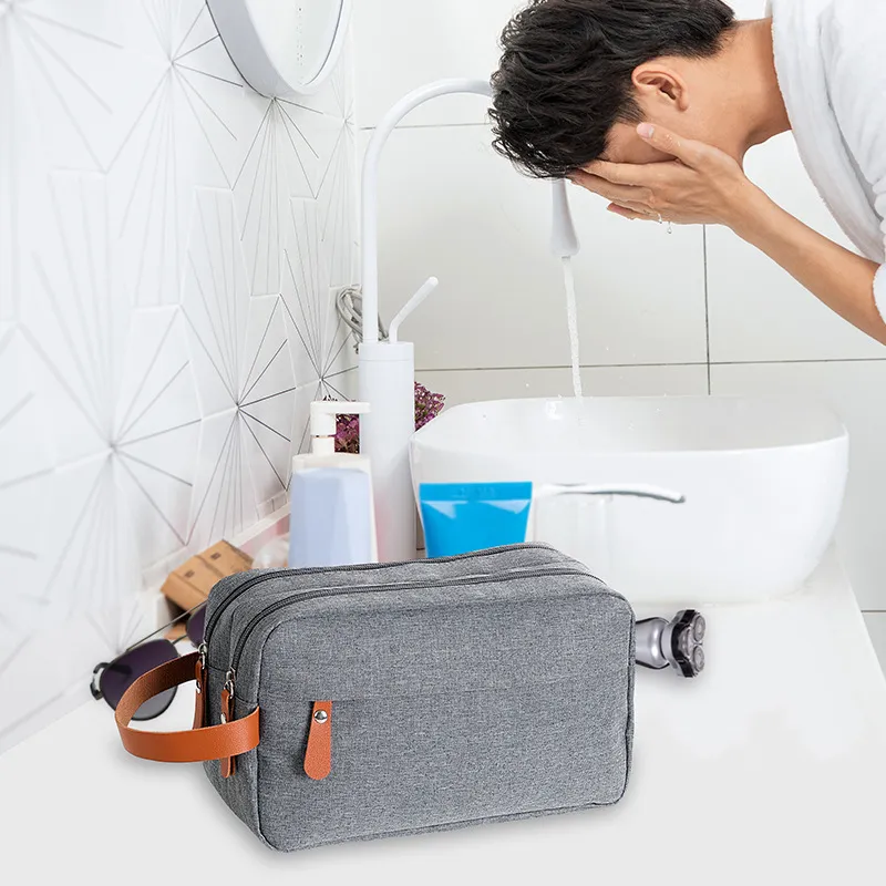Men′s Toiletry Travel Double-Layer Moisture-Proof Storage Makeup Bag