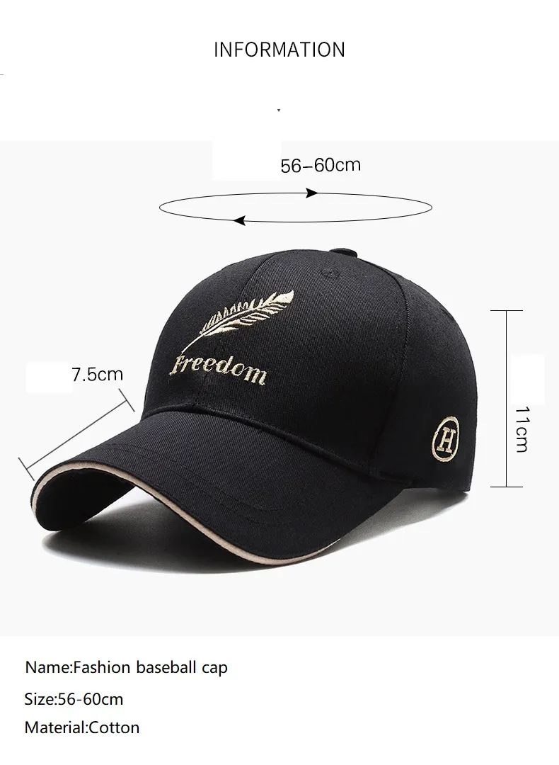 Spring New Men and Women Wheat Ear Embroidery Polyester Cotton Tide Sunhat Can Be Customized with The Latest Sunscreen Outdoor Sports Baseball Cap