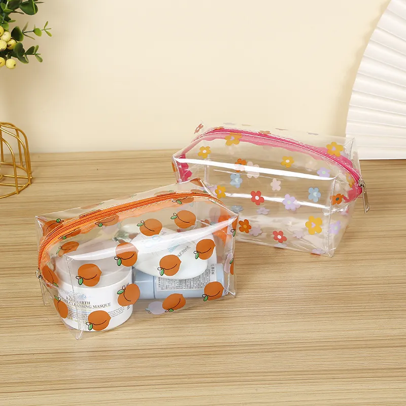 Creative Print PVC Small Fresh Transparent Travel Portable Custom Makeup Bag