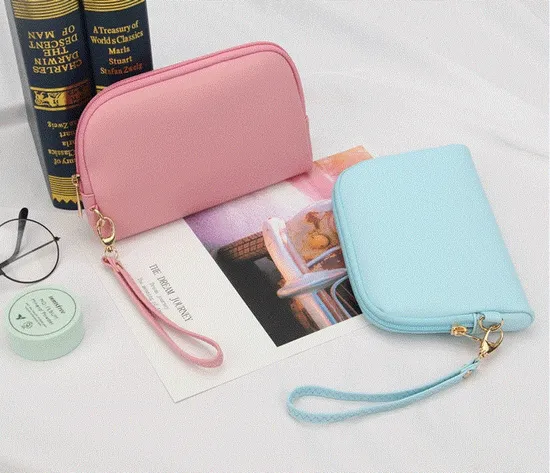 Leather Hand-Carried Portable Fashion Solid Color Makeup Bag