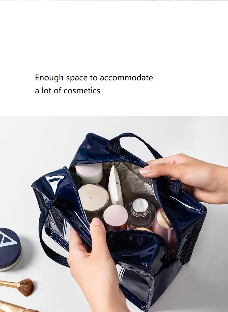 Travel Cosmetics Storage Bag PU Waterproof Wash Bag Cute Women&prime;s Makeup Bag Large Capacity Lunch Box Bag Handbag
