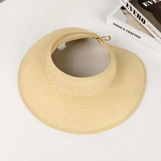 Foldable Large Brimmed Grass Woven Hollow Top Baseball Cap