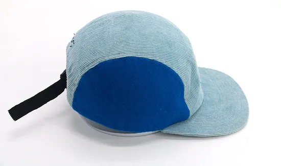 Color Blocking Corduroy Logo Flat Brim Baseball Cap