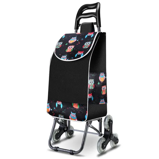 Portable Supermarket Folding Grocery Cart Advertising Two-Wheeled Shopping Cart Trolley Hand Pull Shopping Bag