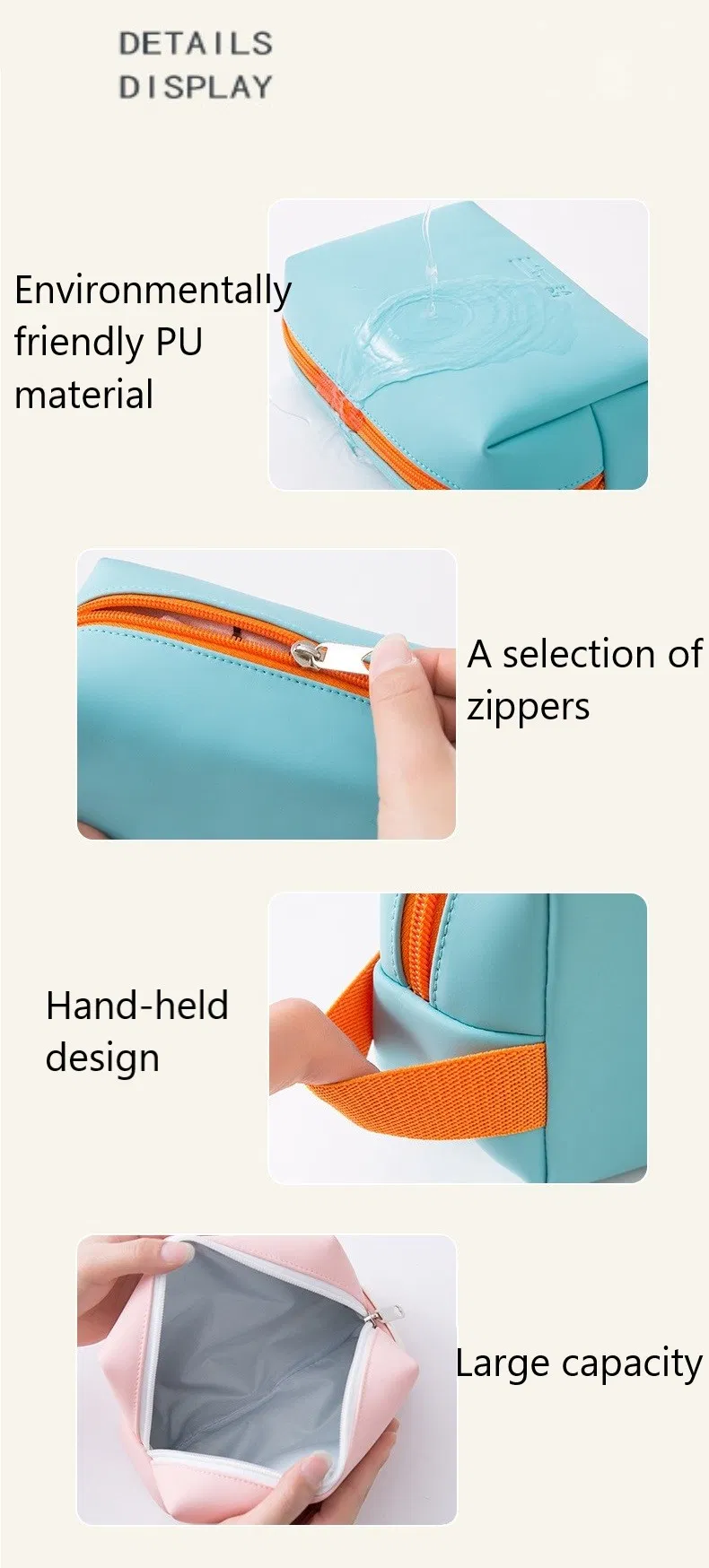 PU Cosmetic Storage Bag Waterproof Octagonal Cosmetic Bag