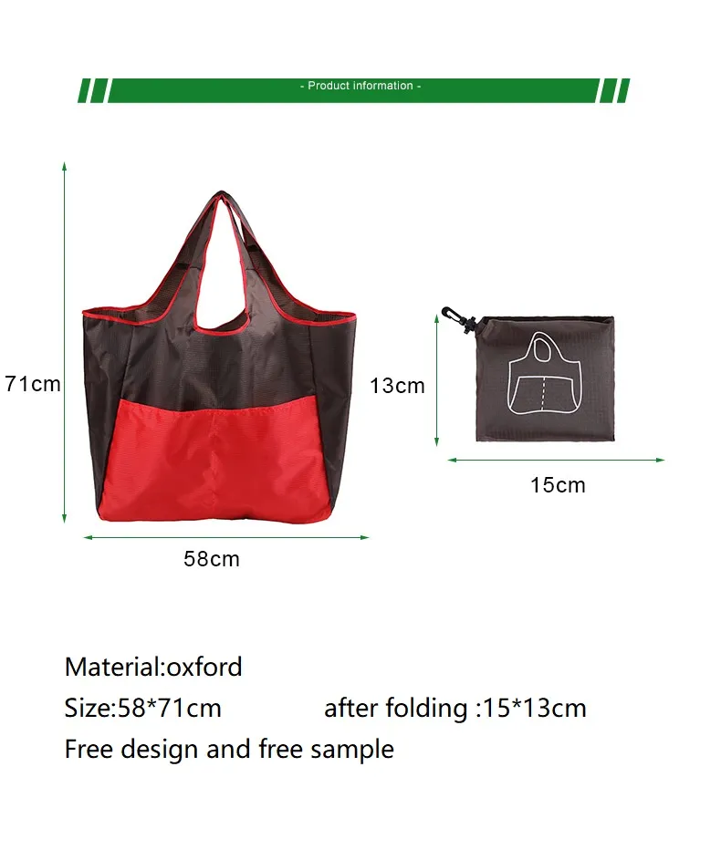 Environmentally Friendly Portable Foldable Shopping Bags Store Supermarket Oxford Cloth Tote Bags