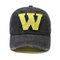 Classic Italic W Letter Washed Distressed Embroidered Baseball Cap
