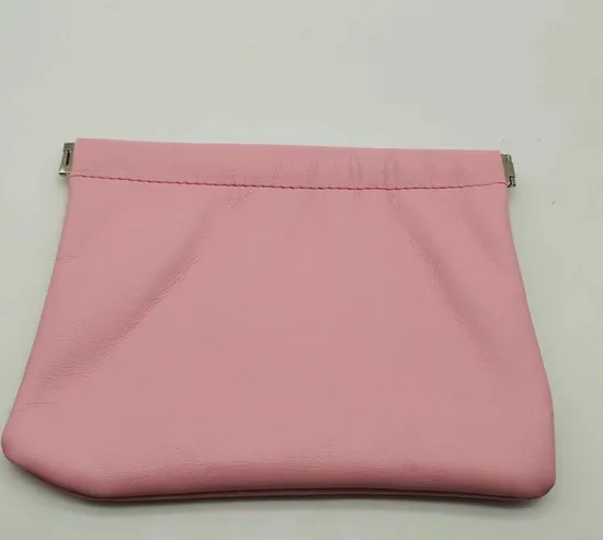 Leather-Embossed Logo Pink for Easy Carrying of Makeup Pouch