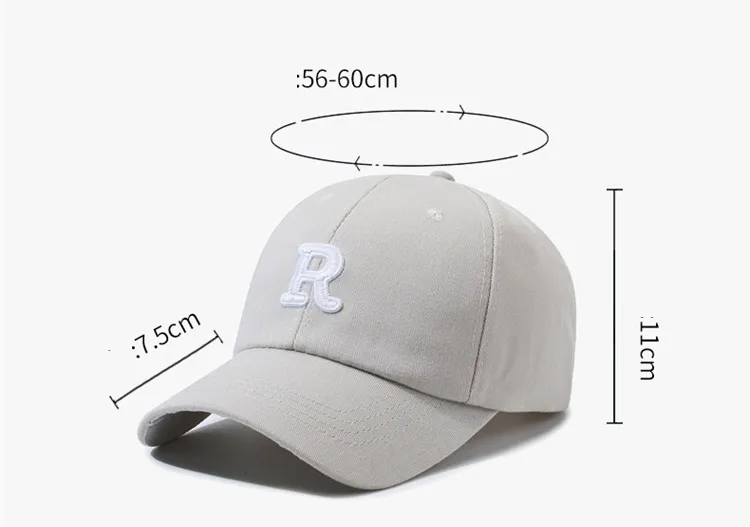 R Mark Big Head Circumference Baseball Hat Men&prime;s and Women&prime;s Ins New Student Autumn and Winter Face Small Korean Version Hard Top Shortalong The Cap