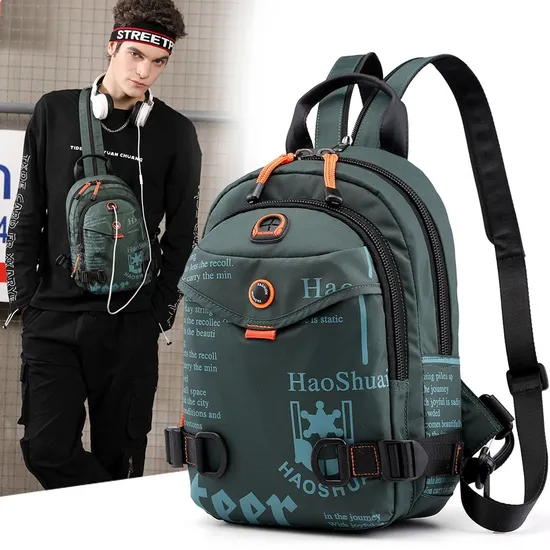 Outdoor Men′s Chest Bag and Fashionable Backpack Waterproof Nylon Cloth Single Shoulder Crossbody Bag