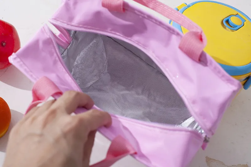 Mirrored Leather Hand-Held Lunchbox Bag for Going out for Picnic Waterproofing and Cold Insulation