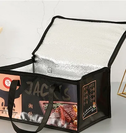 Portable Takeaway Box Food Preservation Non Woven Aluminum Foil Can Be Customized Insulated Bag