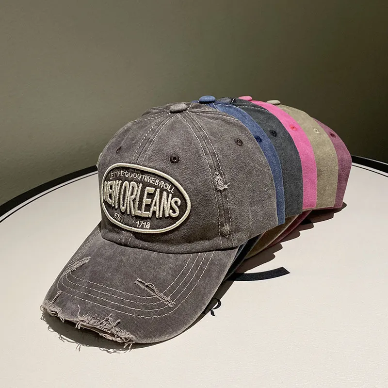 Worn Letters Embroidered Versatile Sun Shading Baseball Cap