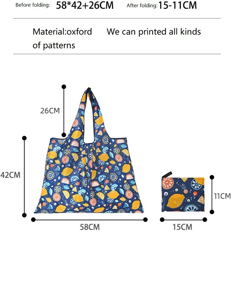 Oxford Cloth Foldable Eco-Friendly Shopping Bag Hand in Hand with Storage Bag Large Capacity Supermarket Shopping Bag