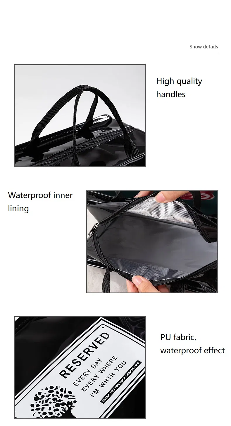 Travel Cosmetics Storage Bag PU Waterproof Wash Bag Cute Women&prime;s Makeup Bag Large Capacity Lunch Box Bag Handbag