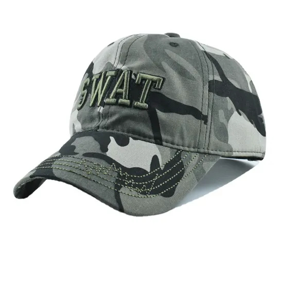 Camouflage Swat Letter Three-Dimensional Embroidered Baseball Cap