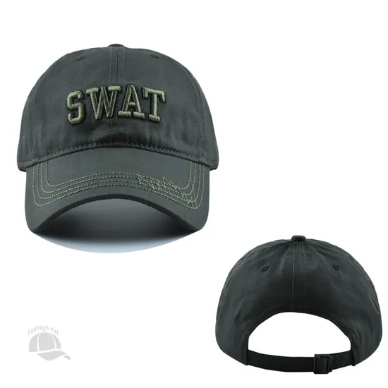 Camouflage Swat Letter Three-Dimensional Embroidered Baseball Cap