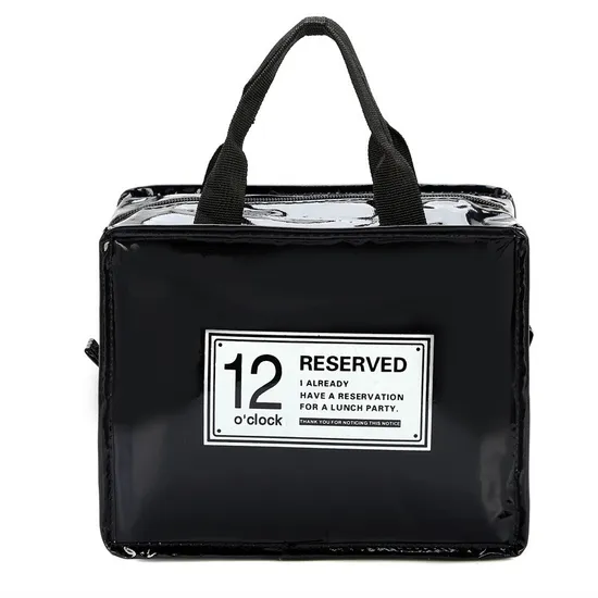 Mirrored Leather Hand-Held Lunchbox Bag for Going out for Picnic Waterproofing and Cold Insulation