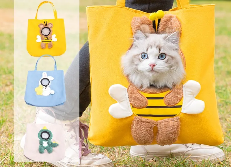 Fun Canvas Cross-Body Hand-Held Outcropped Pet Shoulder Bag