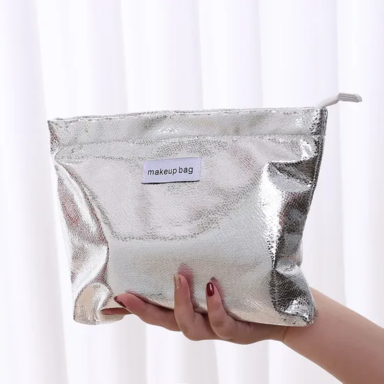 The New Glitter Simple Portable Sequin Leather Large-Capacity Clutch Makeup Bag