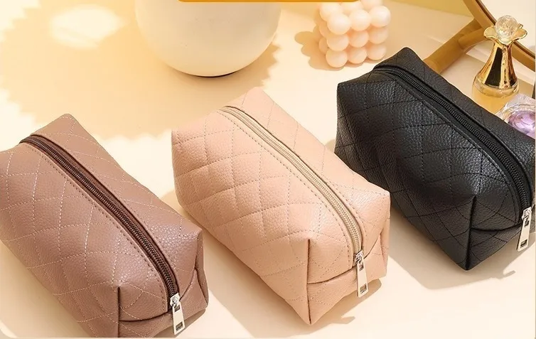 PU Leather Portable Waterproof Small Square Bag Travel Cosmetics Storage Bag