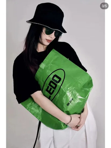 Handheld Woven Shopping Bag Covered with Plastic PP Color Printed Woven Bag