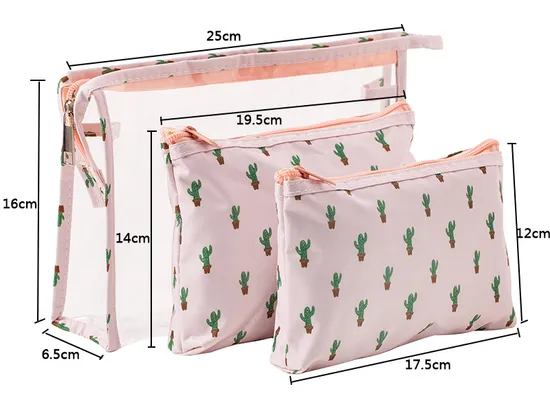 PVC Printed Makeup Bag Three Piece Set Small Waterproof Storage Bag
