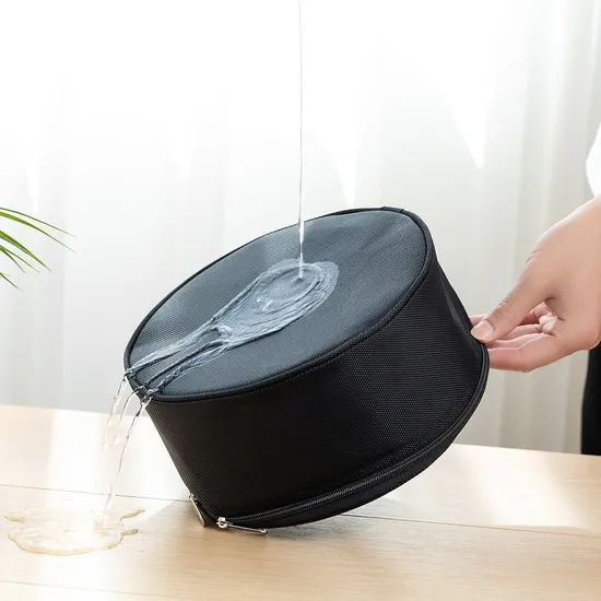 New Hand-Held Three-Dimensional Black Cylindrical High-Capacity Wash Crown Headband Headgear Shockproof Storage Bag