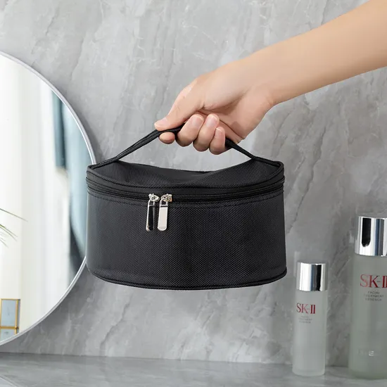 New Hand-Held Three-Dimensional Black Cylindrical High-Capacity Wash Crown Headband Headgear Shockproof Storage Bag