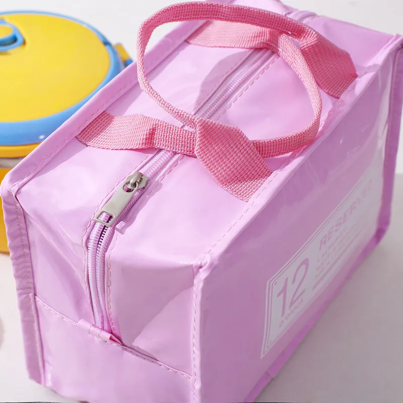 Mirrored Leather Hand-Held Lunchbox Bag for Going out for Picnic Waterproofing and Cold Insulation