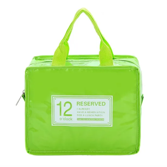 Mirrored Leather Hand-Held Lunchbox Bag for Going out for Picnic Waterproofing and Cold Insulation