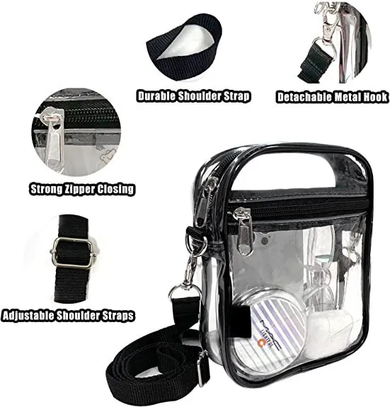 Cross Body Adjustable Zipper Transparent Storage Bag
