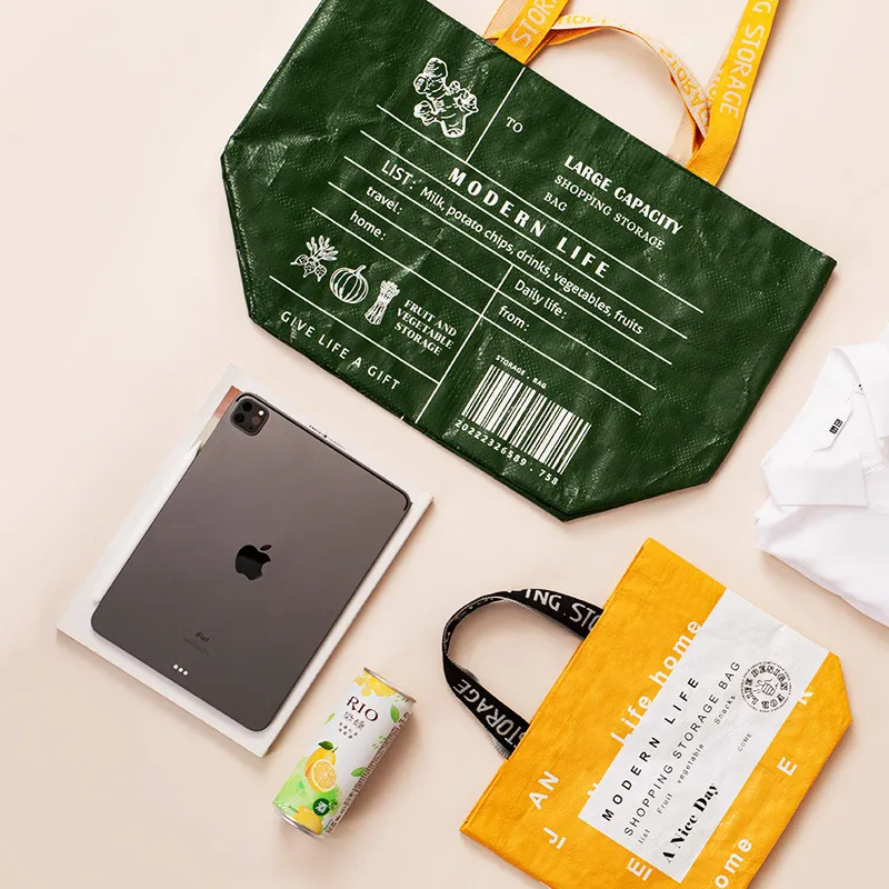 Portable Shopping Bag Foldable Nylon Waterproof One Shoulder Handbag for Outdoor Use Supermarket Environmentally Friendly Large Capacity Fashionable Women&prime;s Bag