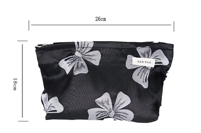 Dark Wind Bow Travel Portable Wash and Organize Large Capacity Makeup Bag