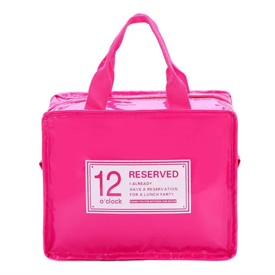 Mirrored Leather Hand-Held Lunchbox Bag for Going out for Picnic Waterproofing and Cold Insulation