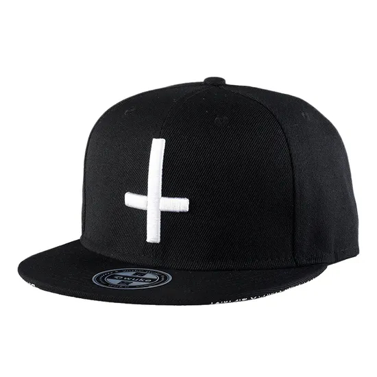 Korean Cross Embroidered Men′s Skateboard Flat-Brimmed Hip-Hop Cap