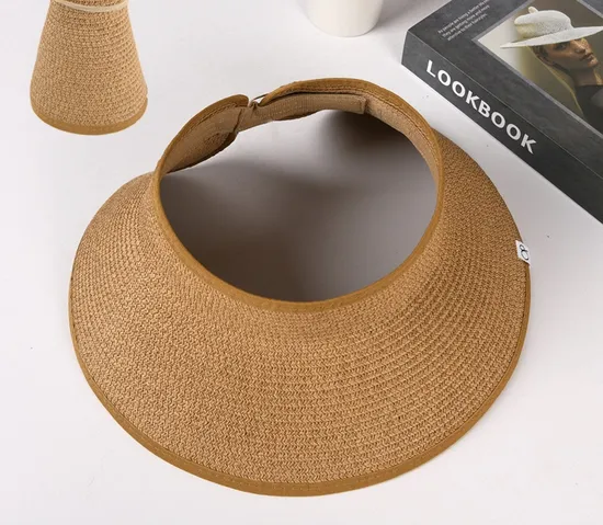 Foldable Large Brimmed Grass Woven Hollow Top Baseball Cap