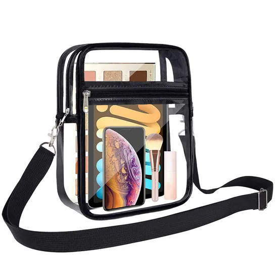 Cross Body Adjustable Zipper Transparent Storage Bag