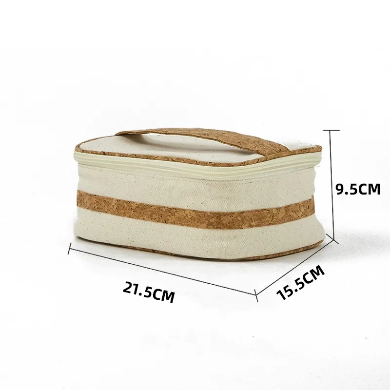 Cotton Canvas Organizing Bag Original Color Wood Grain Travel Washing and Storage Bag Set Environmentally Friendly Cork Makeup Bag