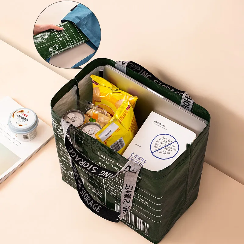 Portable Shopping Bag Foldable Nylon Waterproof One Shoulder Handbag for Outdoor Use Supermarket Environmentally Friendly Large Capacity Fashionable Women&prime;s Bag