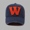 Classic Italic W Letter Washed Distressed Embroidered Baseball Cap