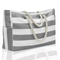 Customizable Outdoor Striped Large Storage Fashionable Cotton Handheld Beach Bag Large Capacity Travel Shopping Bag