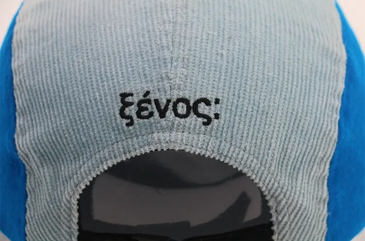 Color Blocking Corduroy Logo Flat Brim Baseball Cap