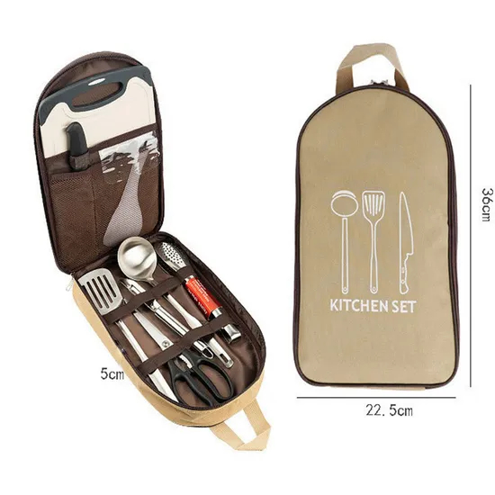 Camping Tableware Storage Bag Picnic Portable Kitchenware Handbag Knife Set Storage Bag Barbecue Picnic Tableware Bag
