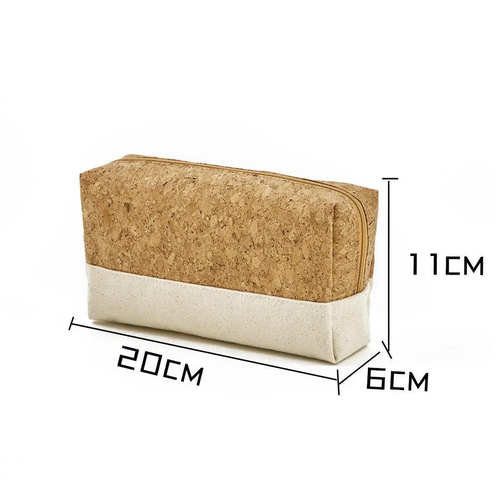 Cotton Canvas Organizing Bag Original Color Wood Grain Travel Washing and Storage Bag Set Environmentally Friendly Cork Makeup Bag