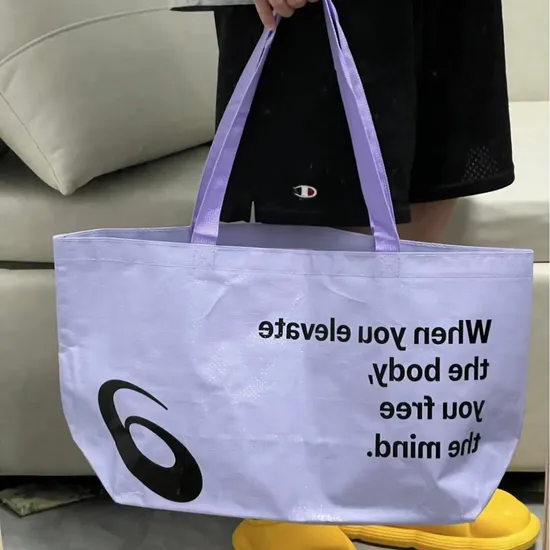 Handheld Woven Shopping Bag Covered with Plastic PP Color Printed Woven Bag