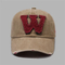 Classic Italic W Letter Washed Distressed Embroidered Baseball Cap
