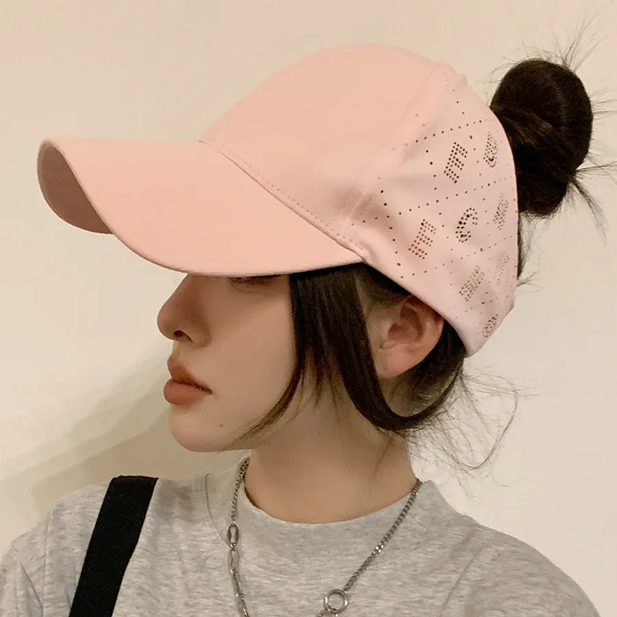 Empty Hat Women&prime;s New Japanese Simple Casual Sunhat Korean Internet Celebrity Trend Letter Can Be Tied to a Ponytail Baseball Cap