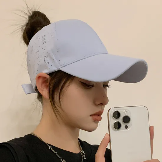 Empty Hat Women′s New Japanese Simple Casual Sunhat Korean Internet Celebrity Trend Letter Can Be Tied to a Ponytail Baseball Cap