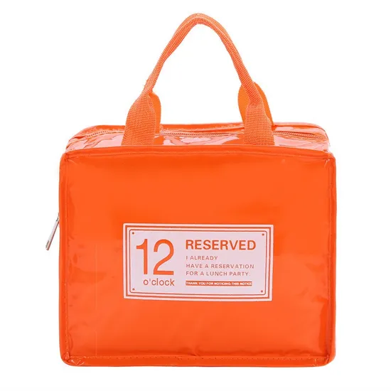 Mirrored Leather Hand-Held Lunchbox Bag for Going out for Picnic Waterproofing and Cold Insulation